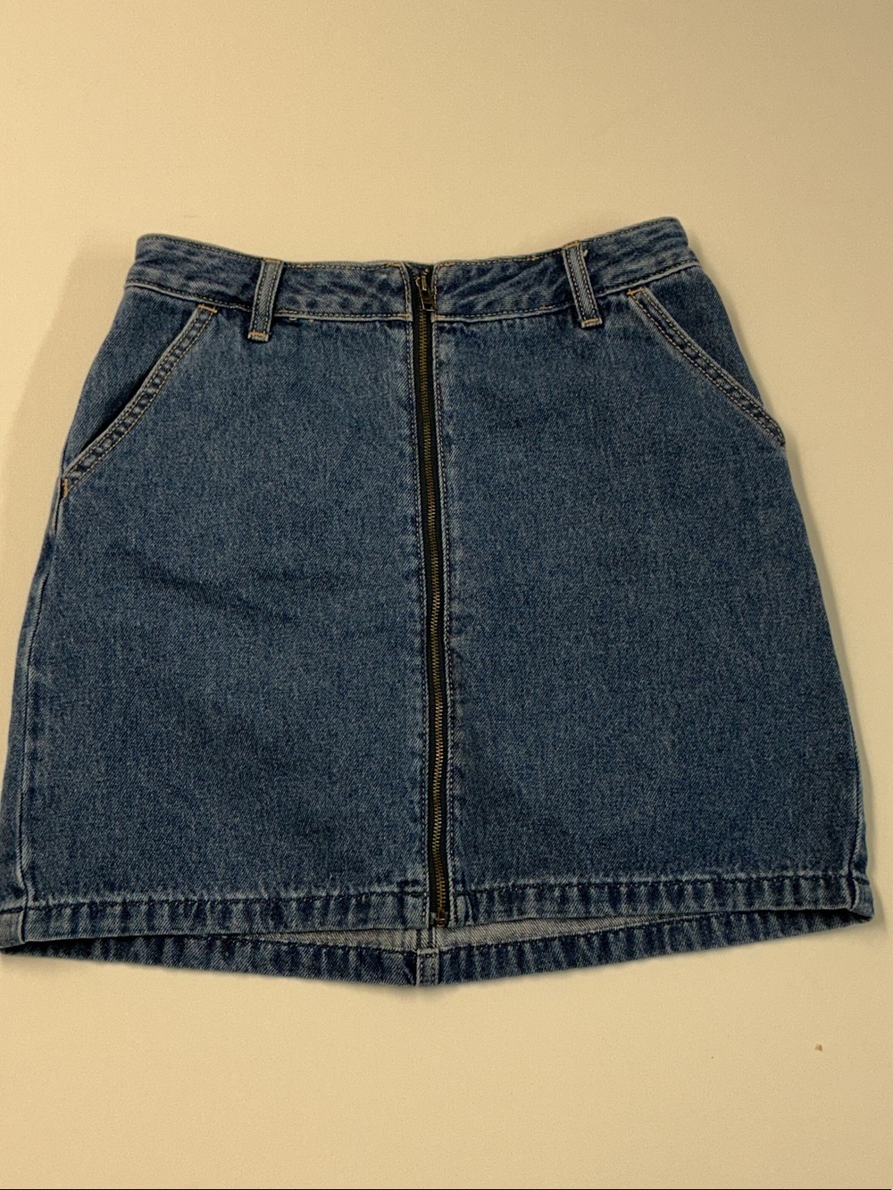 Hollister Dark Blue big rise Denim Zip-Front Mini Skirt